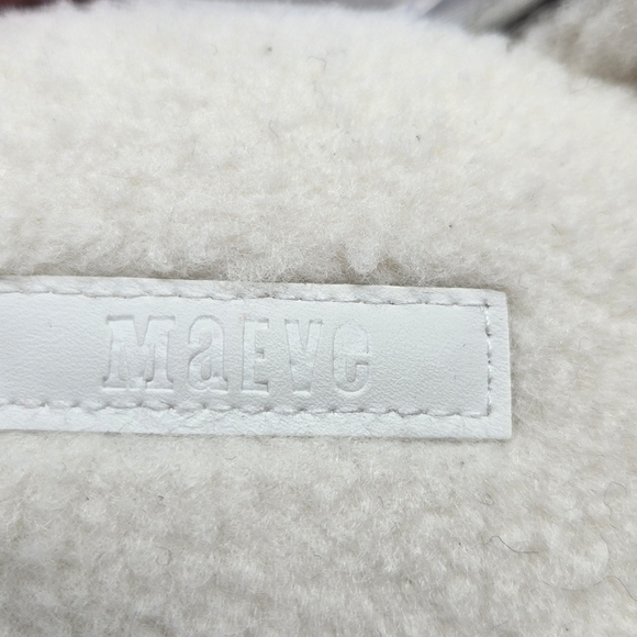 Maeve Women Puffer Platform Slippers Sz 7-8 M Silver Nylon Upper Cream Faux Fur - Picture 9 of 13